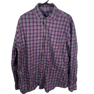 Johnnie O Shirt Top Shelf Plaid Button Up Shirt Mens Size XL Lexington Mulberry